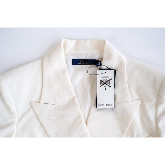 NWT Polo Ralph Lauren Cream Wool Double Breasted Women's Blazer $698 - Sz 8 Sz 6 - Picture 7 of 10